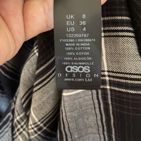 ASOS Petite Mini Tea Dress in Black Check - Picture 11 of 14